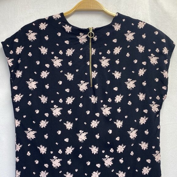 Paris Atelier & Other Stories Round Neck Cap Sleeve Shift Dress Sz2 Black Floral - Picture 15 of 16